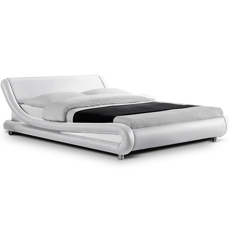 Queen Size PU Leather Bed Frame - White