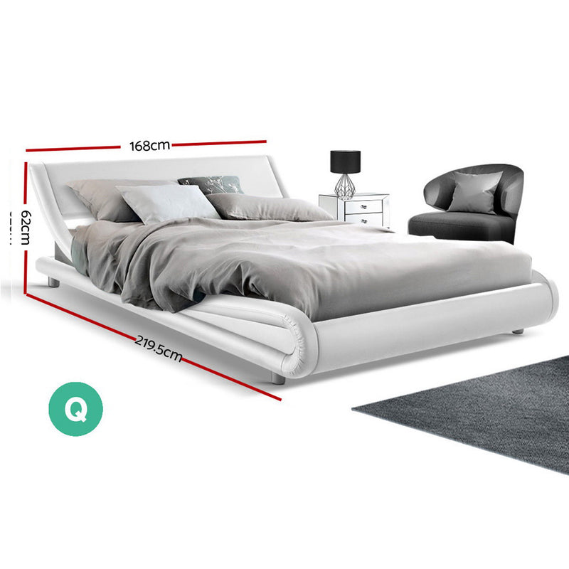 Queen Size PU Leather Bed Frame - White