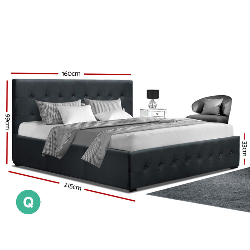 Gas Lift Queen Bed Frame -Charcoal