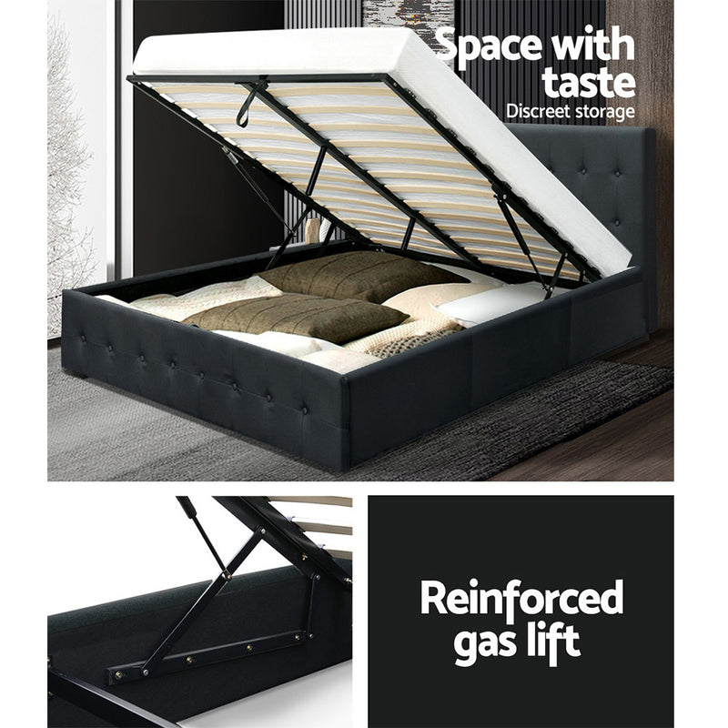 Gas Lift Queen Bed Frame -Charcoal