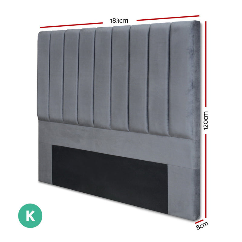 King Size Fabric Bed Headboard - Grey