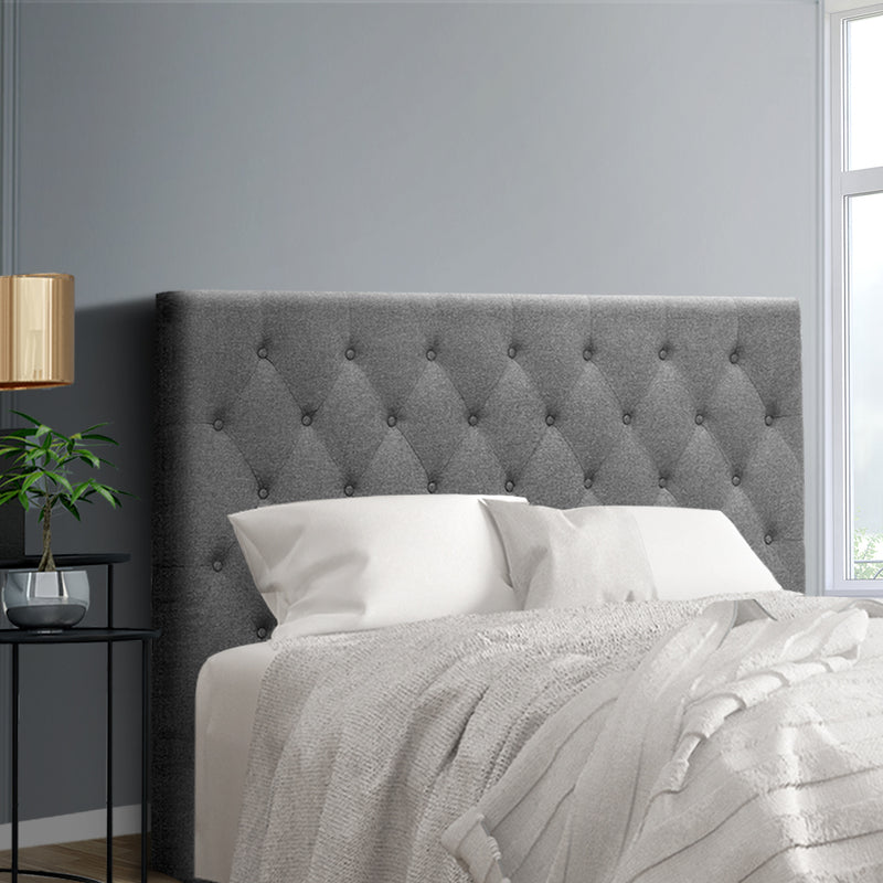 Double Size Bed Head Headboard Bedhead Fabric Frame Base CAPPI Grey