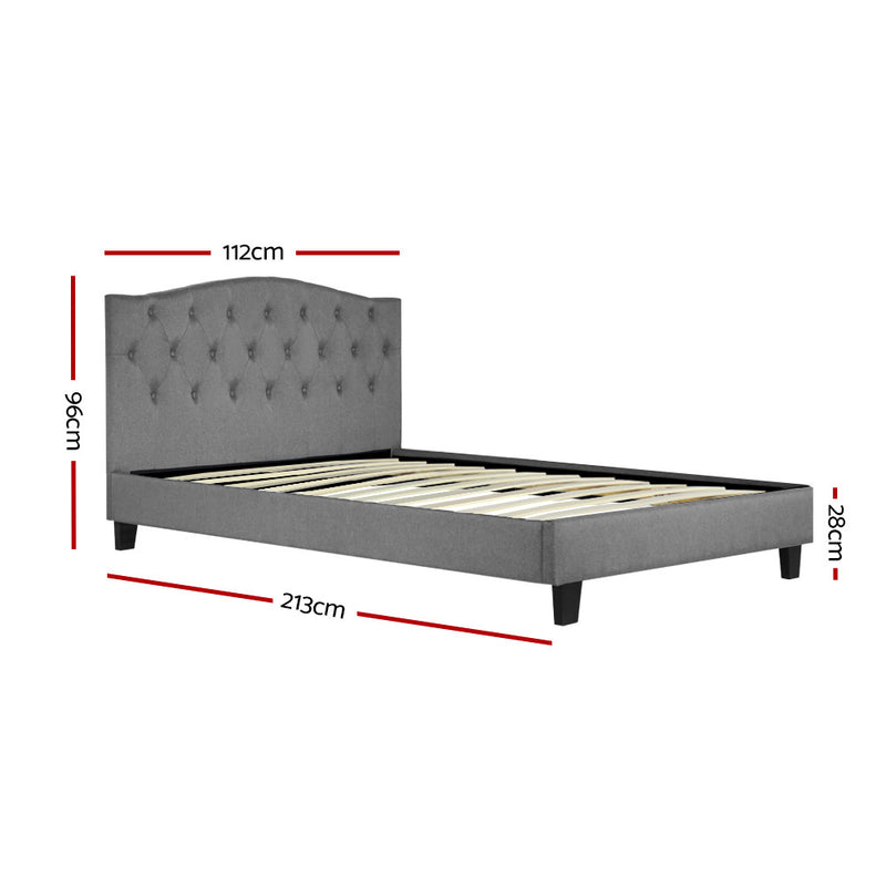 Bed Frame King Single Size Base Mattress Platform Fabric Wooden Grey LARS