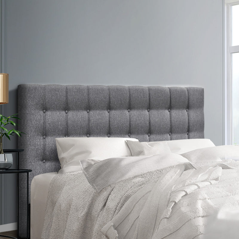 Queen Size Bed Headboard Bed Frame Head Bedhead Fabric Base RAFT Grey