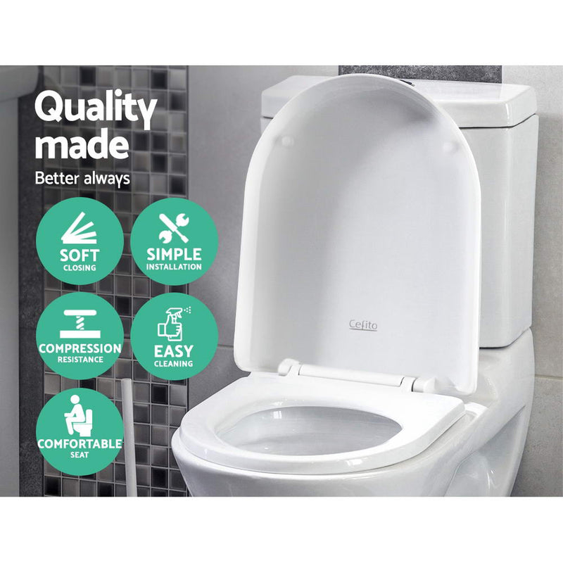 Soft-close Toilet Seat Cover U Shape Universal Fitting Bathroom Accessory