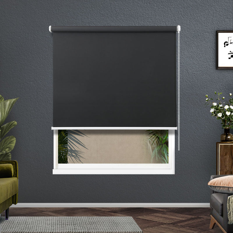 Roller Blinds Blockout Blackout Curtains Window Modern Shades 1.2X2.1M Black