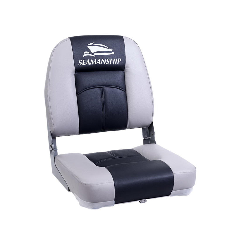 Seamanship 2X Folding Boat Seats Seat Marine Seating Set Swivels All Weather Charcoal & Grey