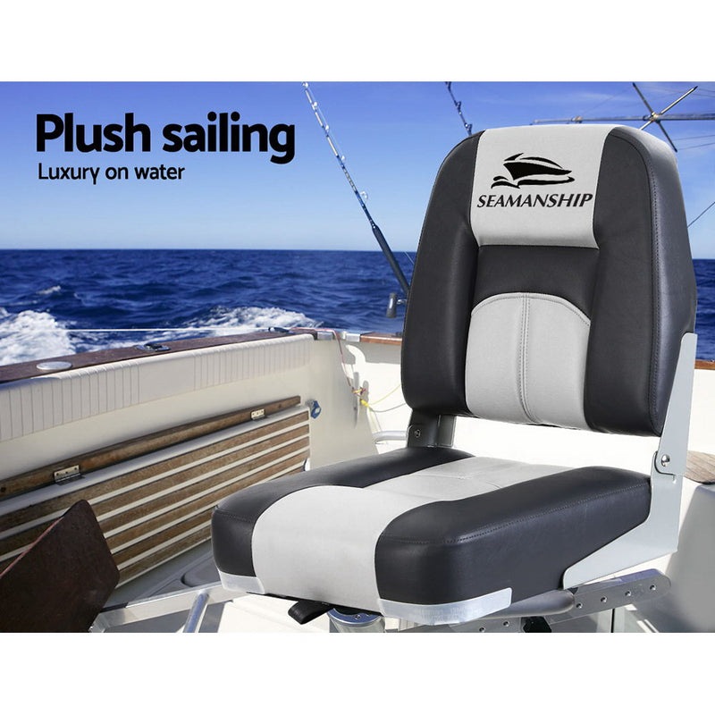 Seamanship 2X Folding Boat Seats Seat Marine Seating Set Swivels All Weather