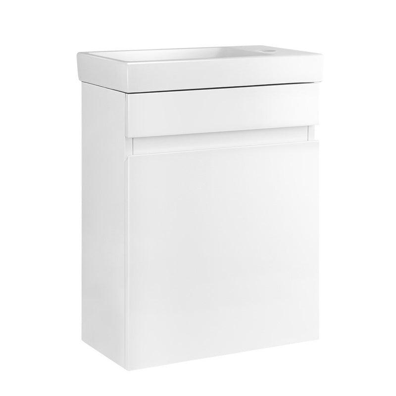 400mm Bathroom Vanity Basin Cabinet Sink Storage Wall Hung Ceramic Basins Wall Mounted White