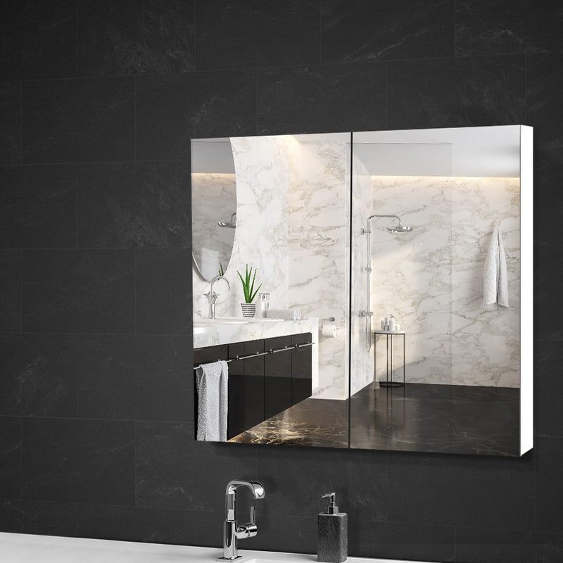 Bathroom Vanity Mirror with Storage Cabinet - White