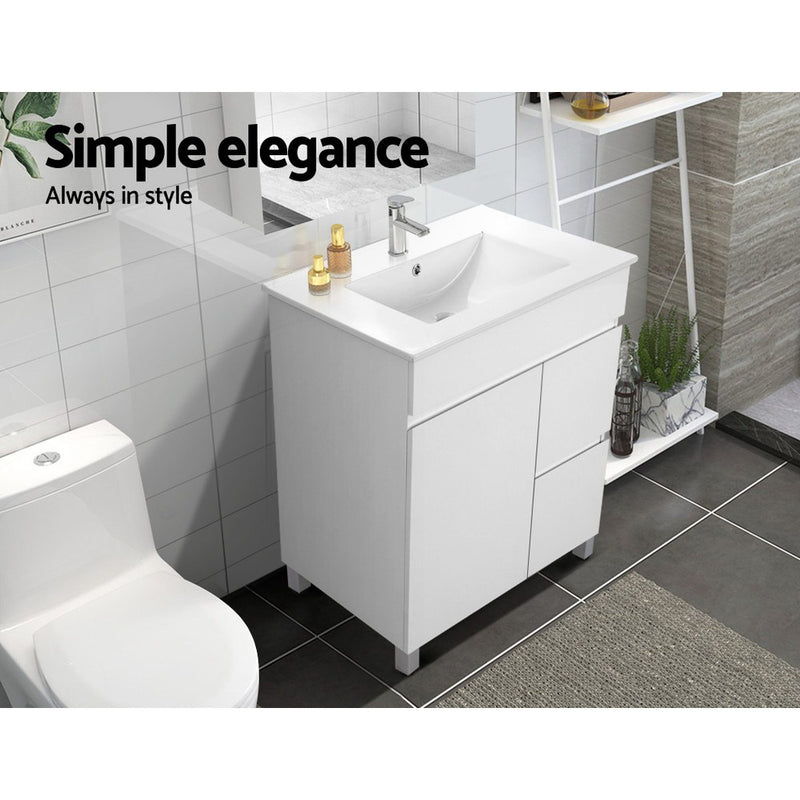 750mm Bathroom Vanity Cabinet Unit Wash Basin Sink Storage Freestanding White