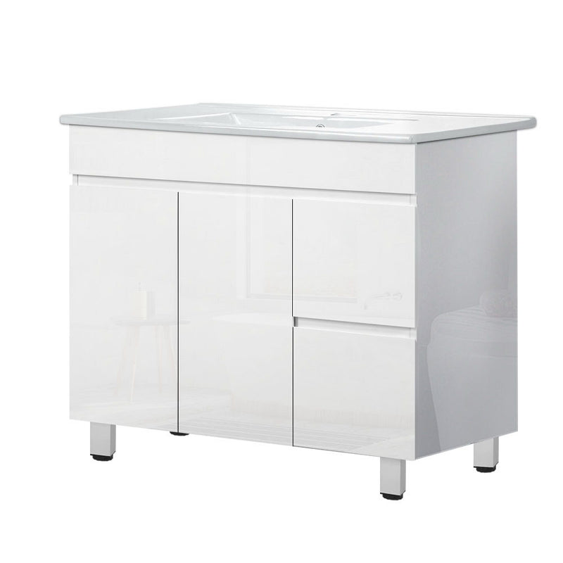 900mm Bathroom Vanity Cabinet Unit Wash Basin Sink Storage Freestanding White