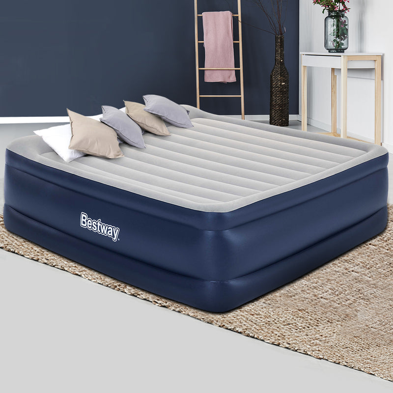 King Air Bed Inflatable Mattress Sleeping Mat Battery Built-in Pump