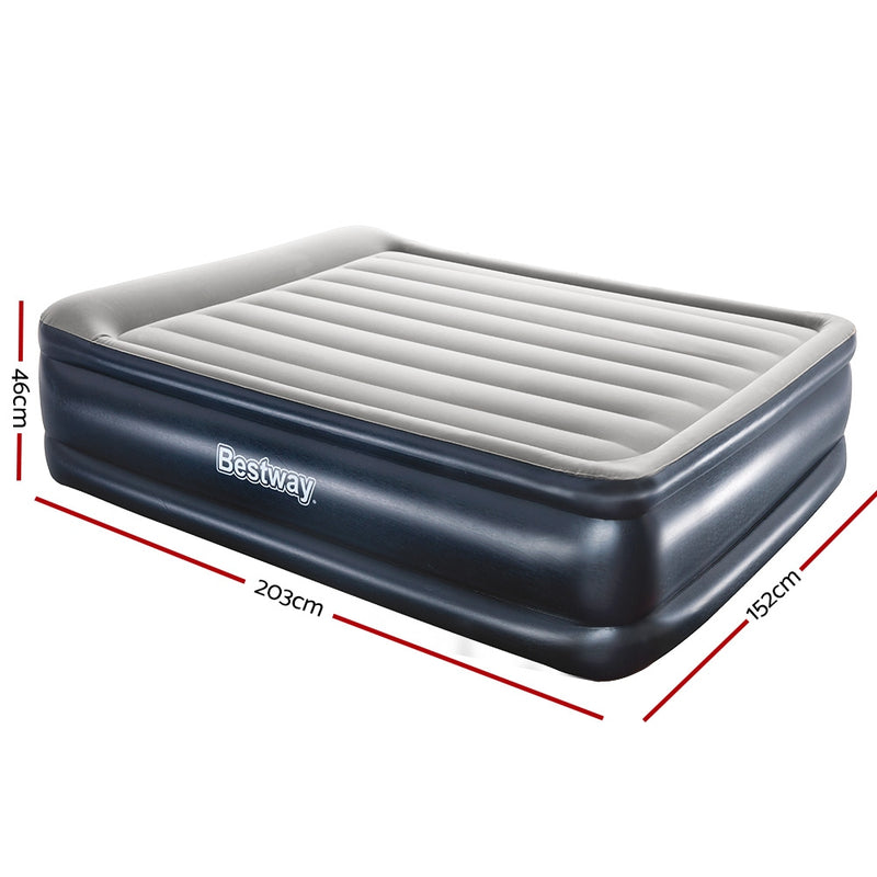 Queen Air Bed Inflatable Mattress Sleeping Mat Battery Built-in Pump