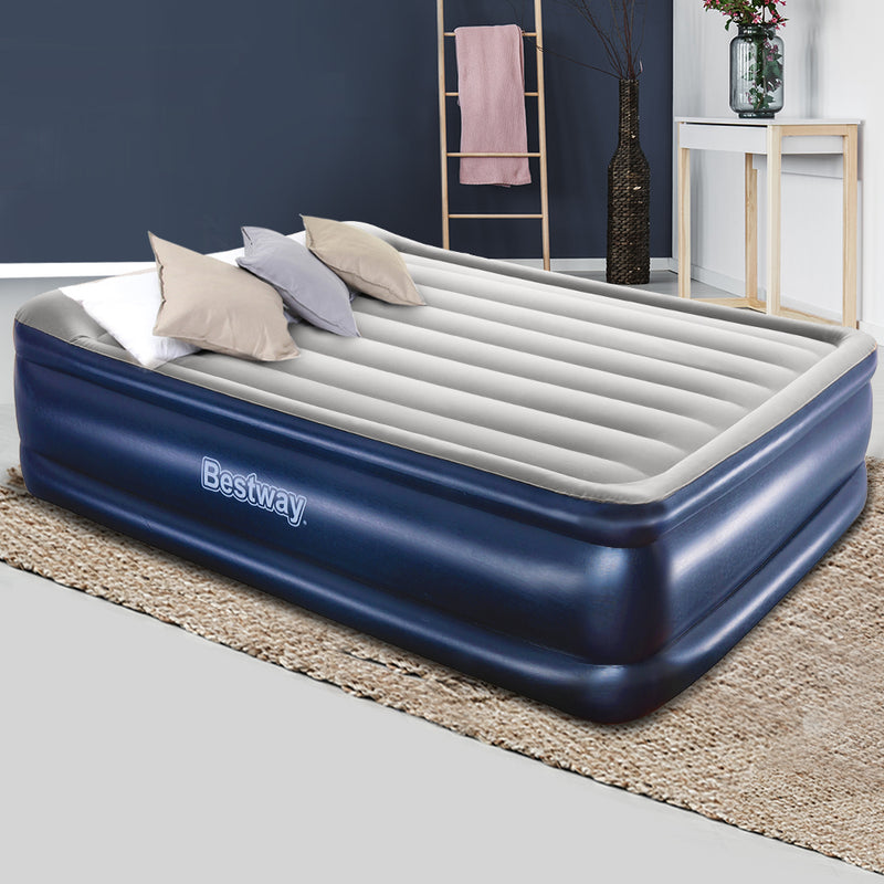 Queen Air Bed Inflatable Mattress Sleeping Mat Battery Built-in Pump