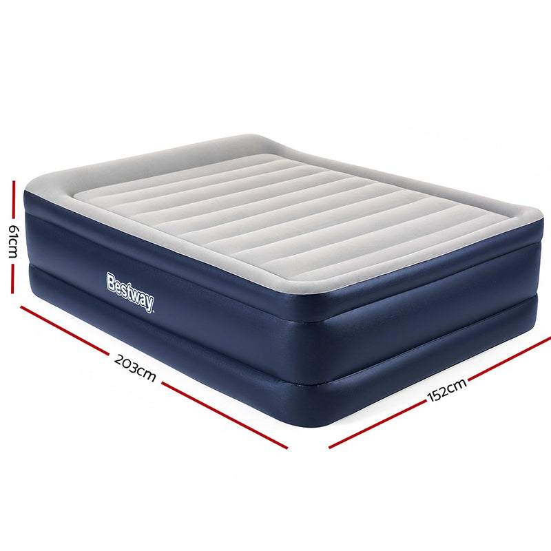 Queen Air Bed Inflatable Mattress Sleeping Mat Battery Built-in Pump