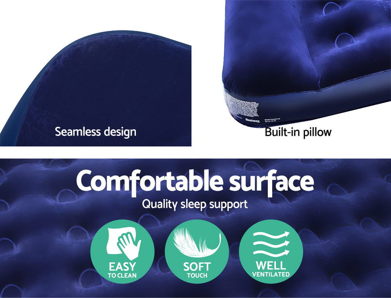 Double Size Inflatable Air Mattress - Navy