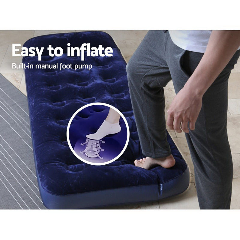 Single Size Inflatable Air Mattress - Navy