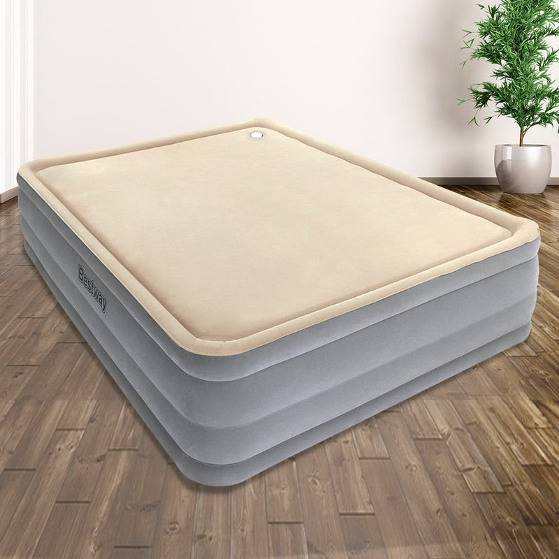 Queen Size Inflatable Air Mattress - Grey & Beige