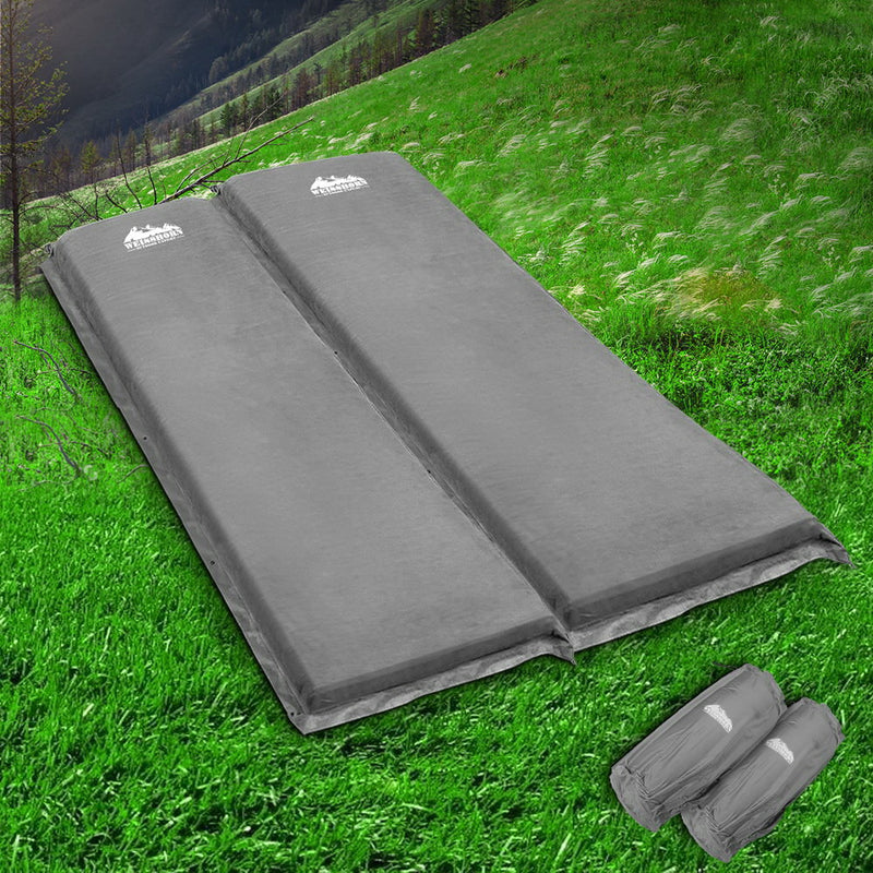 Weisshorn Self Inflating Mattress Camping Sleeping Mat Air Bed Pad Double Grey 10CM Thick