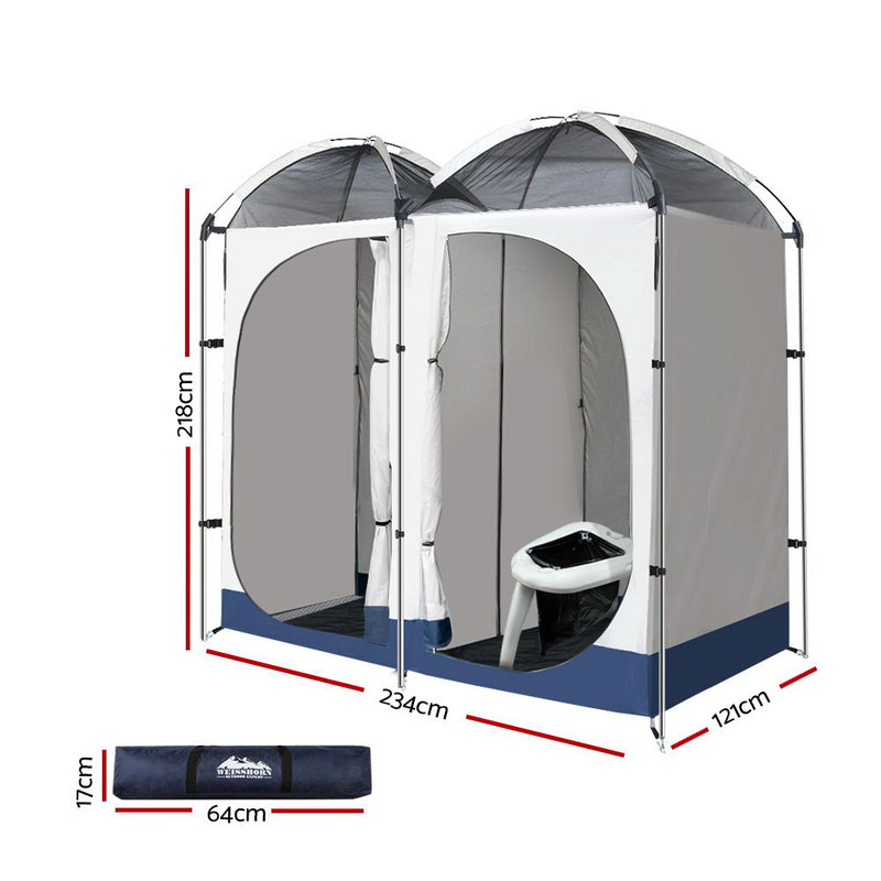 Weisshorn Double Camping Shower Tent Portable Toilet Outdoor Change Room Ensuite