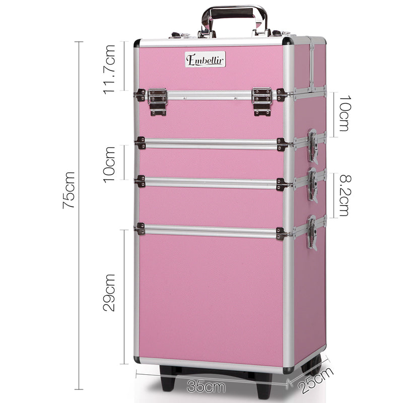 Embellir 7 in 1 Portable Cosmetic Beauty Makeup Trolley - Pink