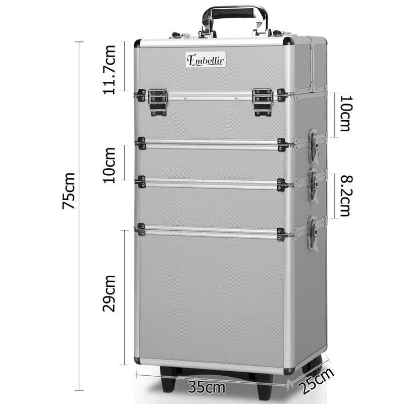 Embellir 7 in 1 Portable Cosmetic Beauty Makeup Trolley - Silver