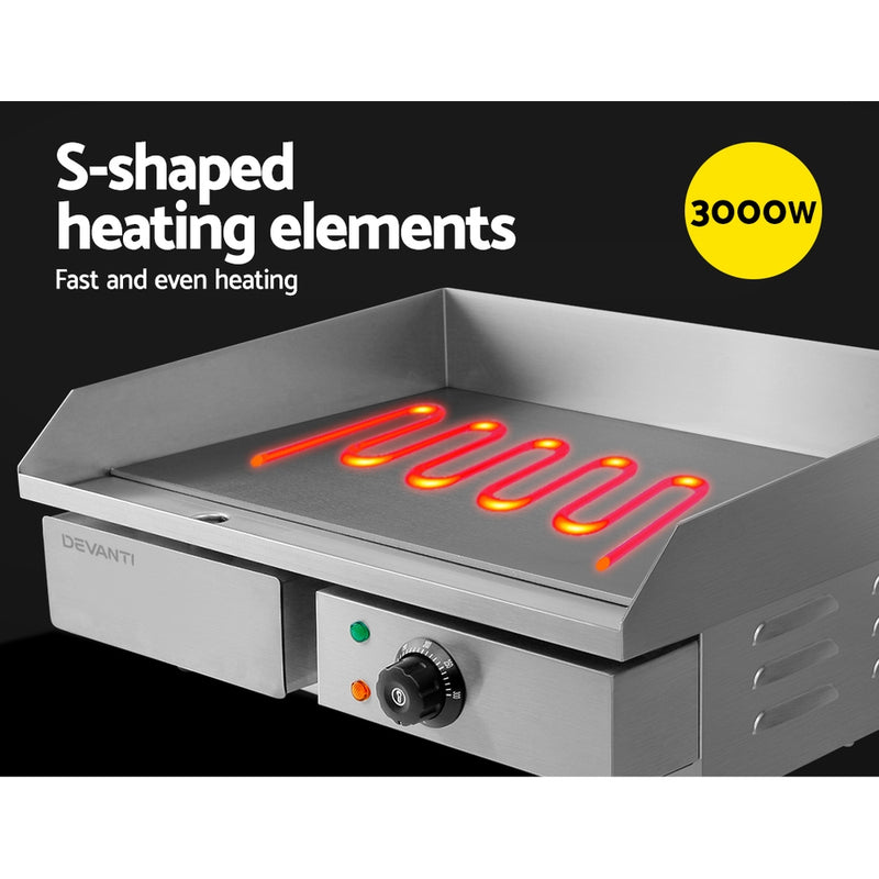 3000W Electric Griddle Hot Plate - Stainless Steel