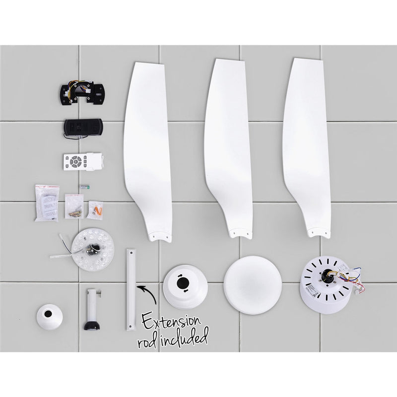 Devanti 52'' Ceiling Fan With LED Light DC Motor Remote Control 1300mm White