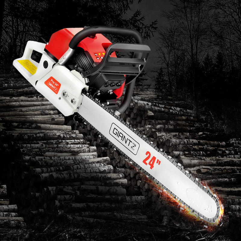 92CC Commercial Petrol Chainsaw - Red & White