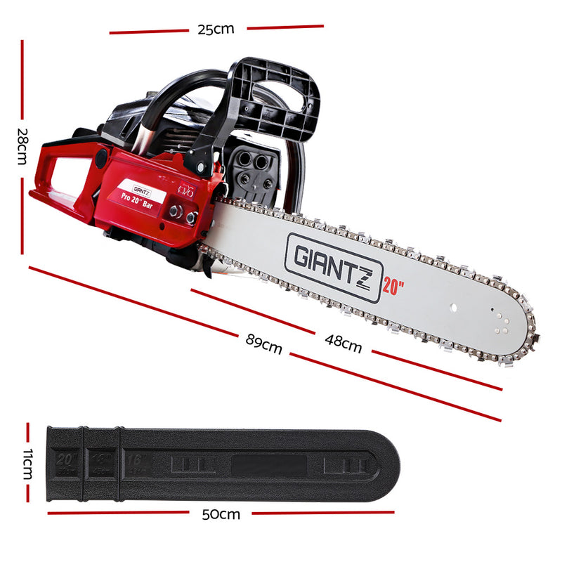 GIANTZ 52CC Petrol Commercial Chainsaw Chain Saw Bar E-Start Black