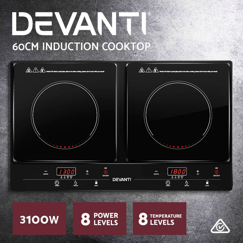 Devanti Induction Cooktop Portable Cooker Ceramic Cook Top Electric Hob Kitchen