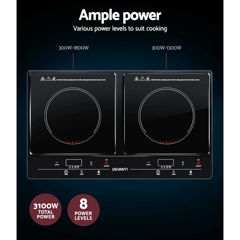 Devanti Induction Cooktop Portable Cooker Ceramic Cook Top Electric Hob Kitchen