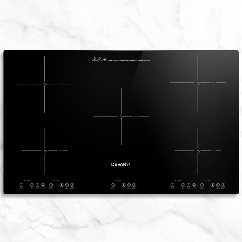 Devanti Induction Cooktop 90cm Electric Hob Stove Cooker Ceramic Black Glass