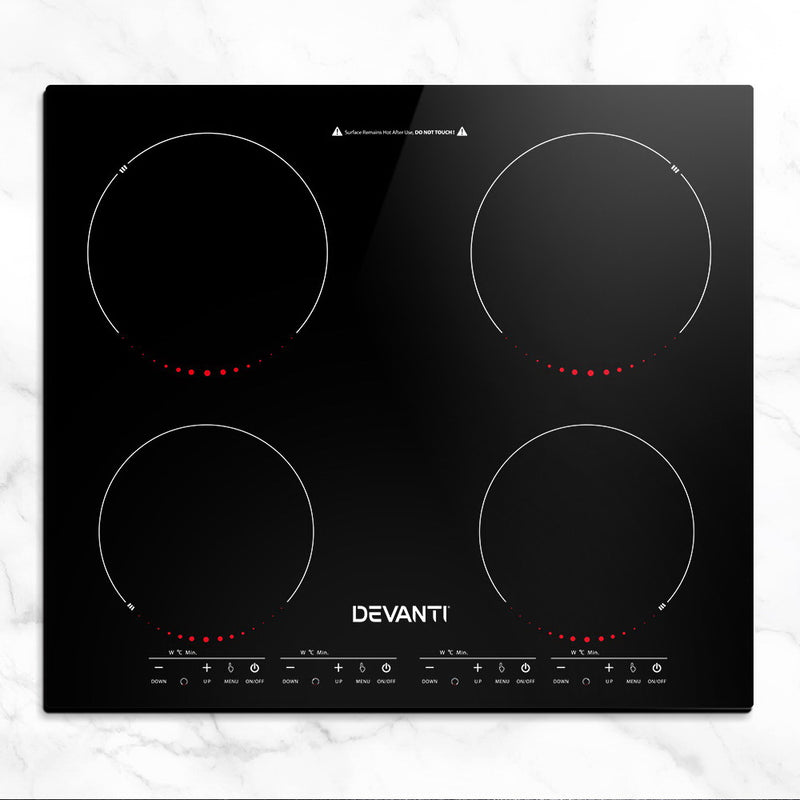 Devanti Induction Cooktop 60cm Electric Ceramic Cooker 4 Burner Stove