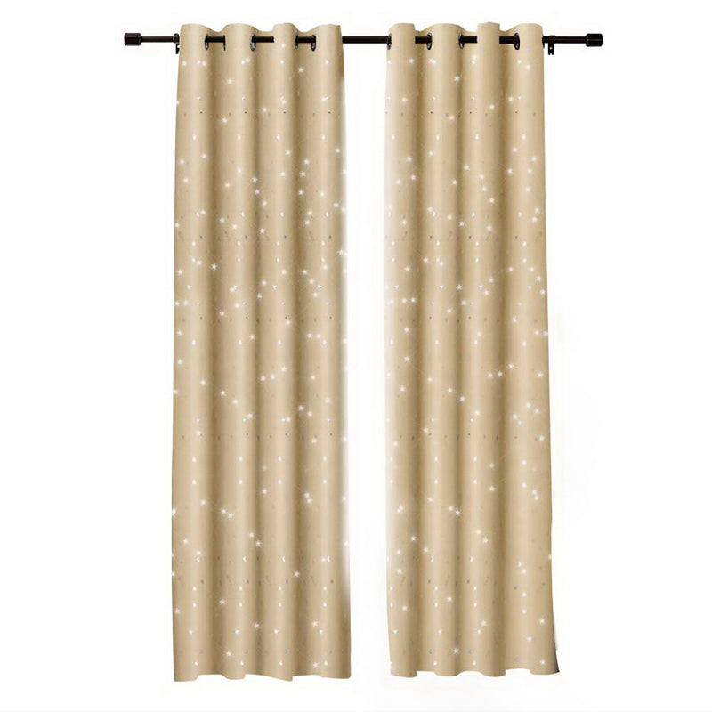 Art Queen 2 Star Blockout 300x230cm Blackout Curtains - Latte