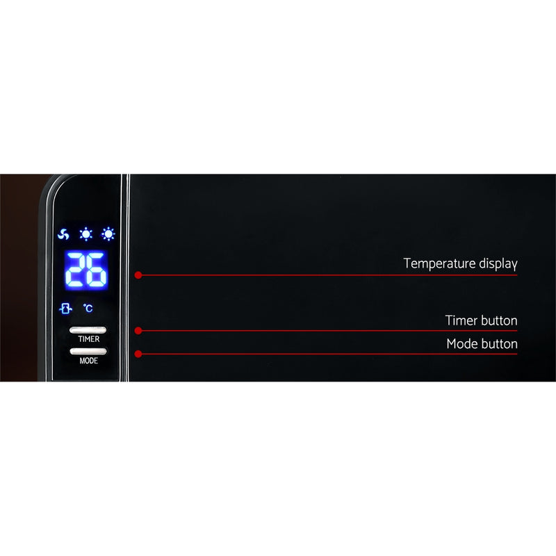 Devanti 2000W Wall Mounted Panel Heater - Black