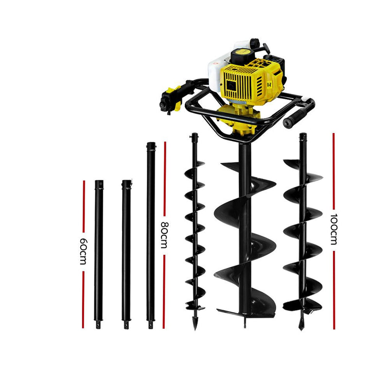 Giantz Post Hole Digger 88CC Petrol Auger Diggers Drill Borer Fence Earth Power