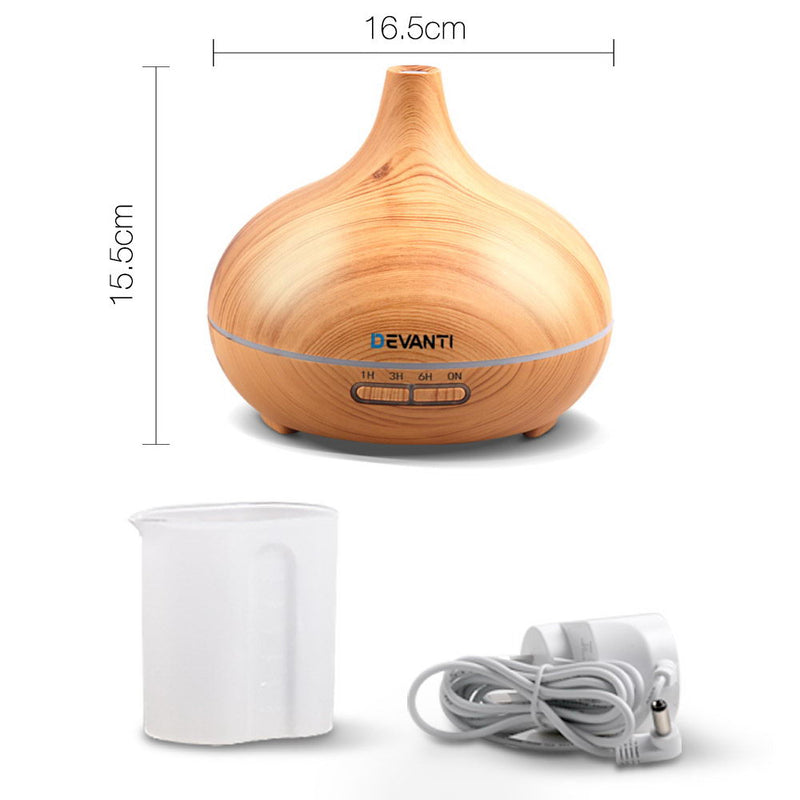 Devanti 300ml 4 in 1 Aroma Diffuser - Light Wood