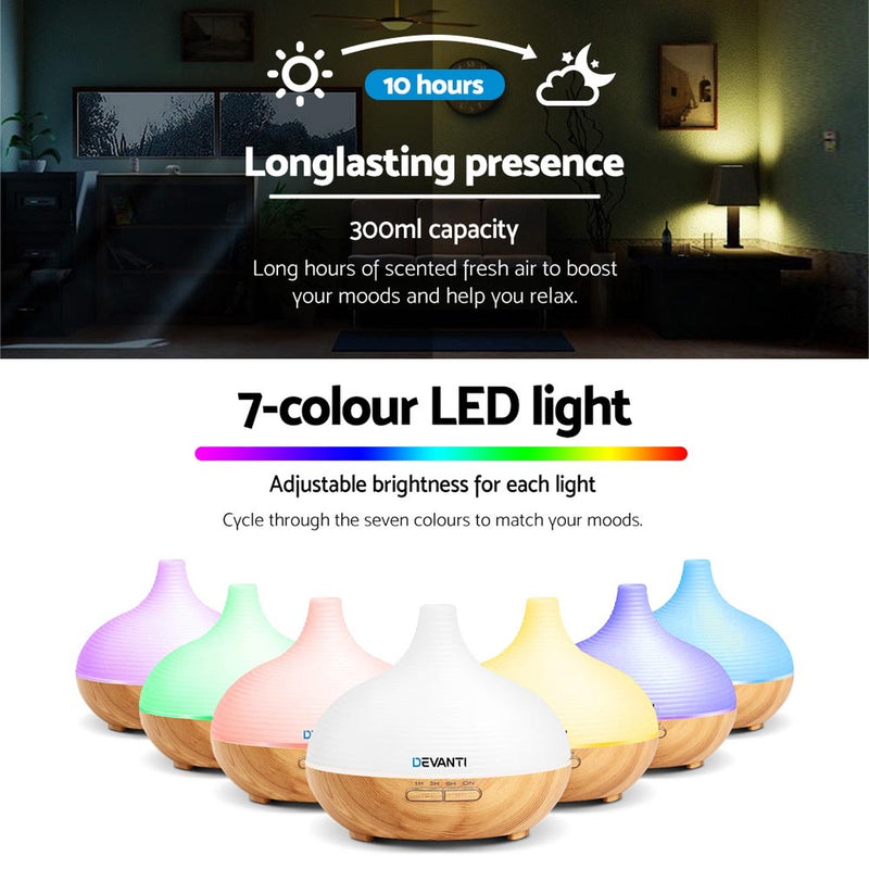 DEVANTi Aroma Diffuser Air Humidifier Night Light 300ml