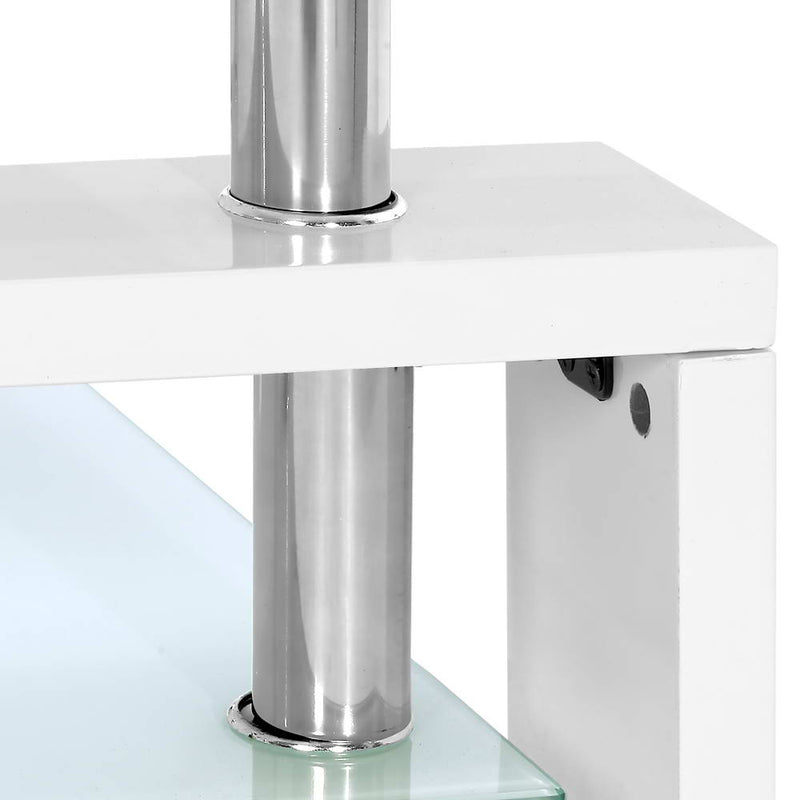 2 Tier Coffee Table Tempered Glass Stainless Steel White