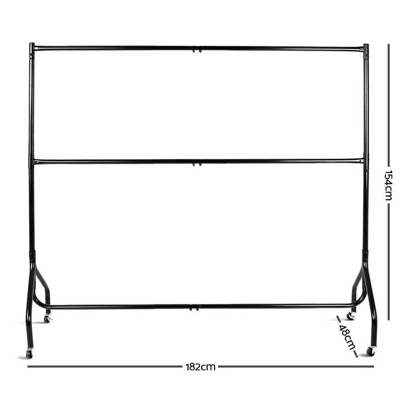 6FT Double Metal Garment Display Rail - Black