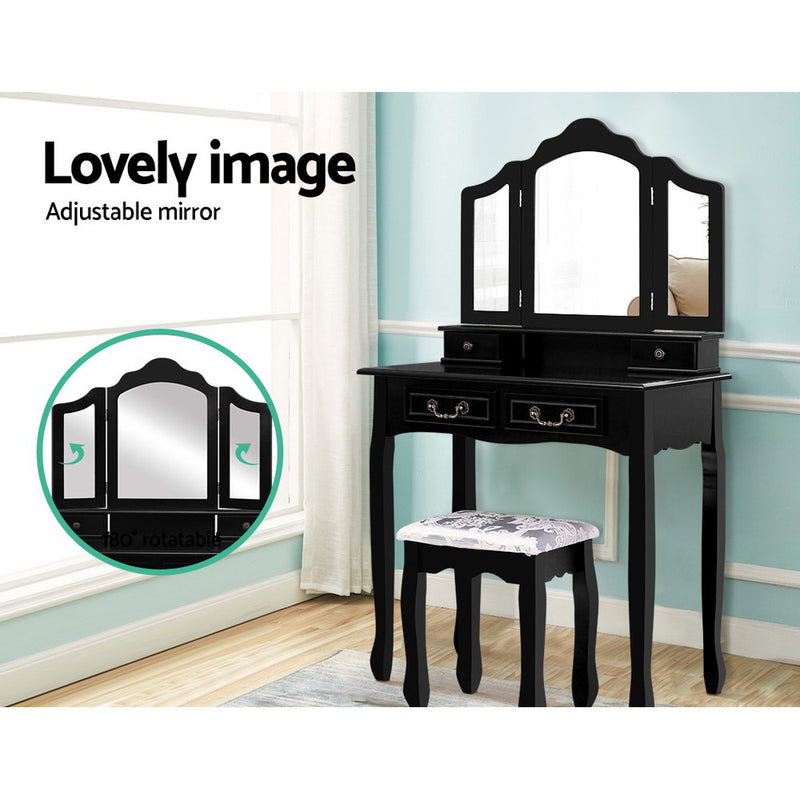 Dressing Table with Mirror - Black