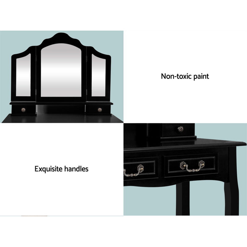 Dressing Table with Mirror - Black