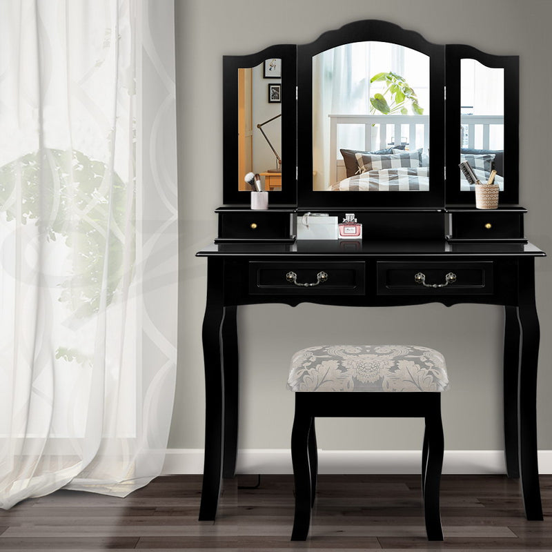 Dressing Table with Mirror - Black