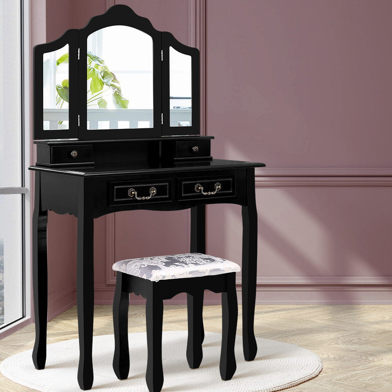 Dressing Table with Mirror - Black