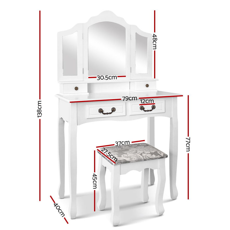 Dressing Table with Mirror - White