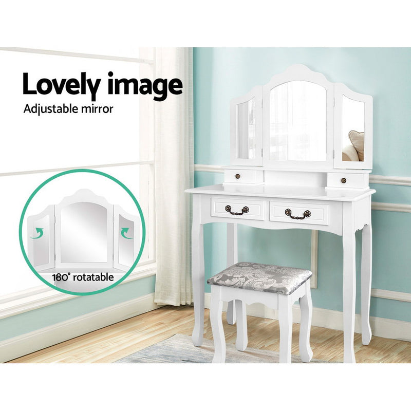 Dressing Table with Mirror - White