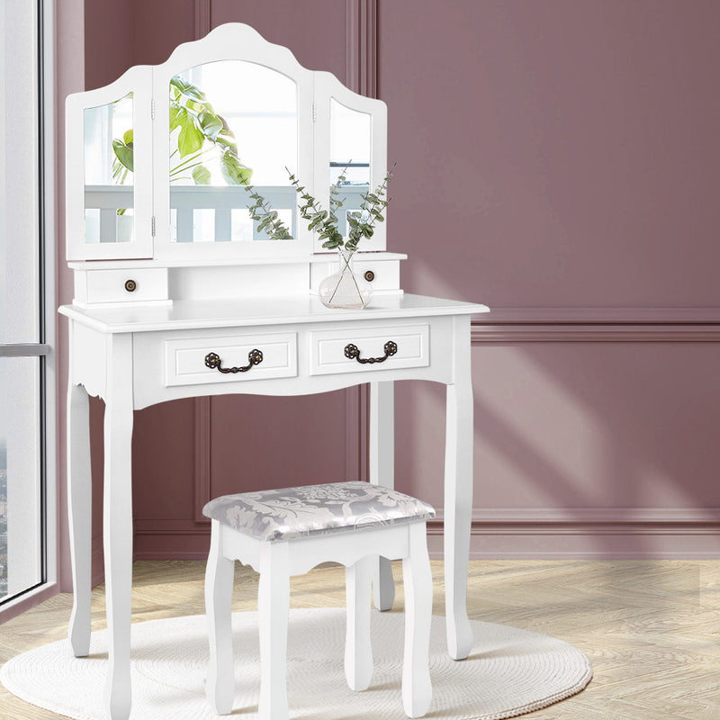 Dressing Table with Mirror - White