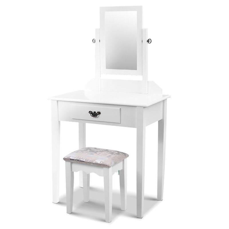 Dressing Table Stool Set Makeup Mirror Jewellery Cabinet Drawer Organizer